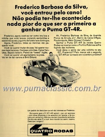 MINIATURA VOLAREBRASIL INÉDITA PUMA GT4R VW, REVISTA COLECIONISMO BR. VOLAREBRASIL  MINIATURAS 1/43 e RÉPLICAS 1/400